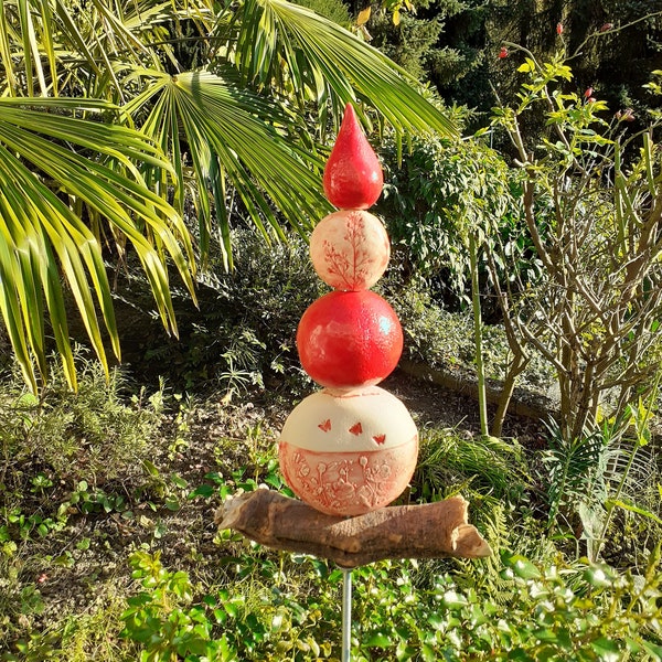 Stele Gartenstele Ellipse Blumen Blumenmotiv Kugel für Garten Landhausstil