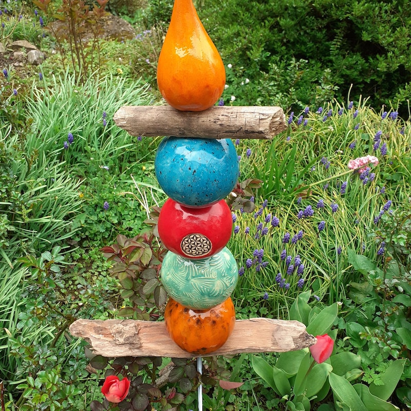 Gartenstecker Keramik Kugel