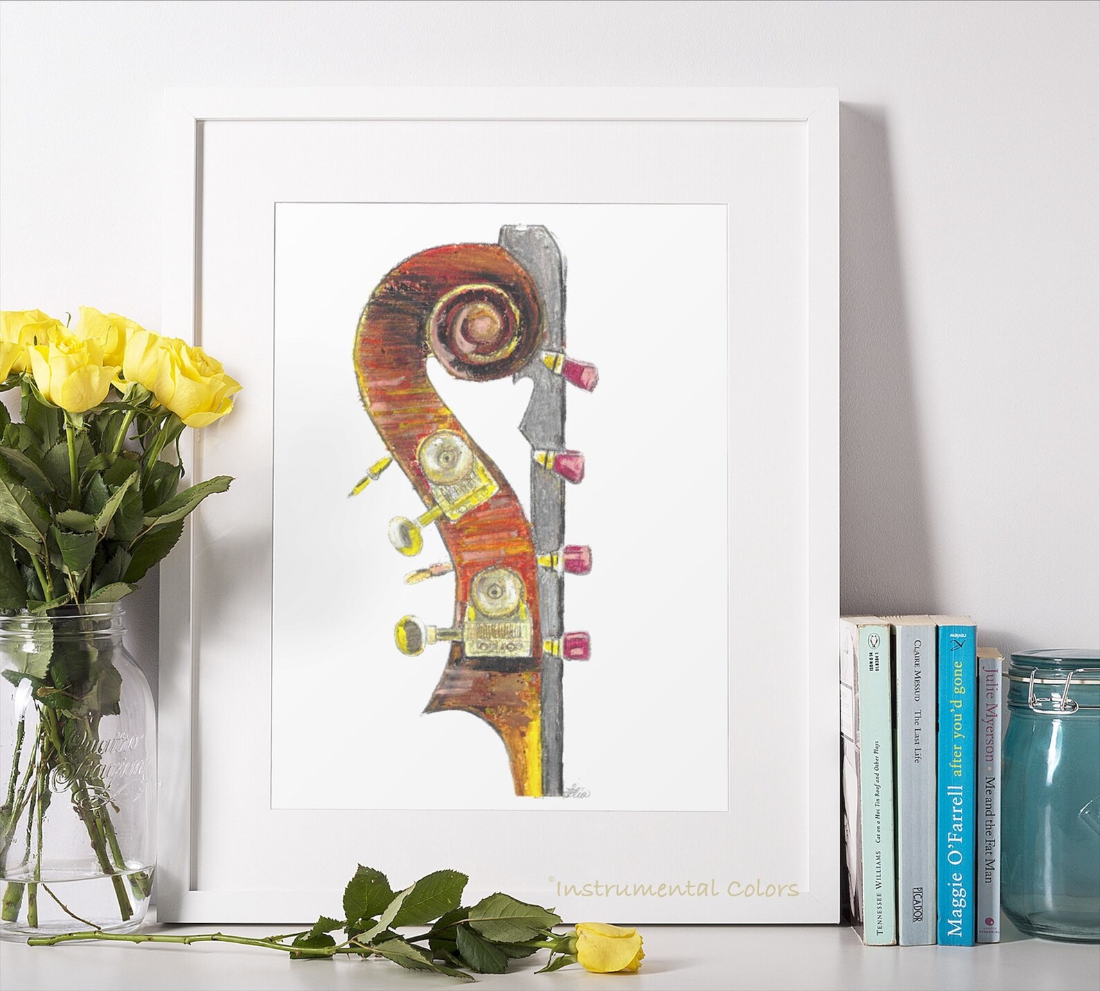 Bass, Upright Bass Headstock, Signed, Original, Musical Instrument