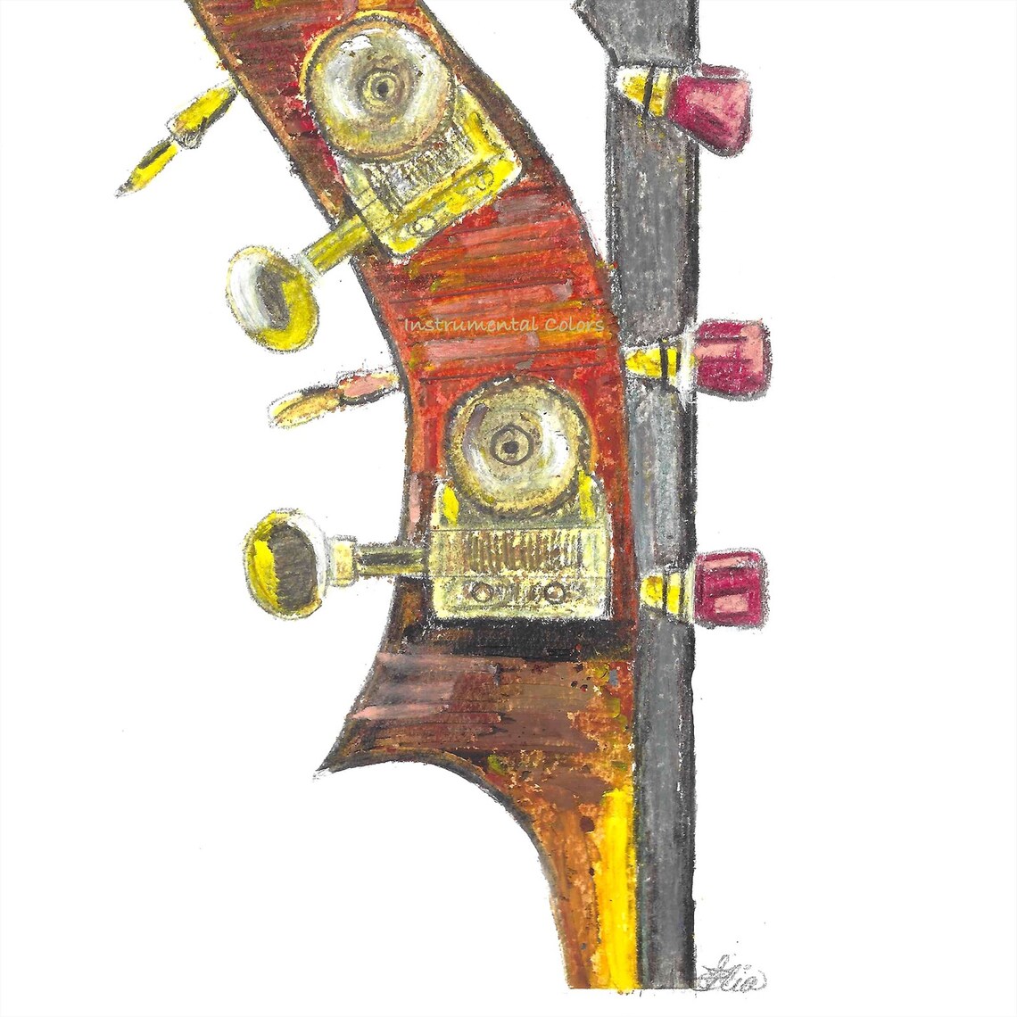 Bass Upright Bass Headstock Signed Original Musical Etsy