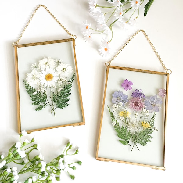 Pressed Flower Frame | Herbarium Wall Decor | Float Hanging Frame | Vintage Flower Frame | Flower Art | Bohemian Decor | Valentine's Day
