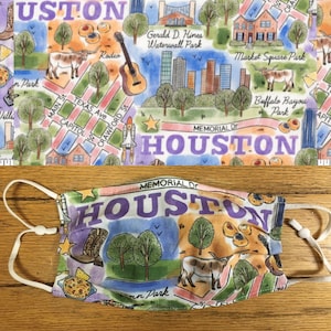 Houston and Texas Boots Face Mask, City Pride | Reversible, Breathable, Adjustable, Made in USA
