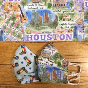 Houston City Pride and Texas Boots Face Mask | Reversible, Breathable, Adjustable, Made in USA