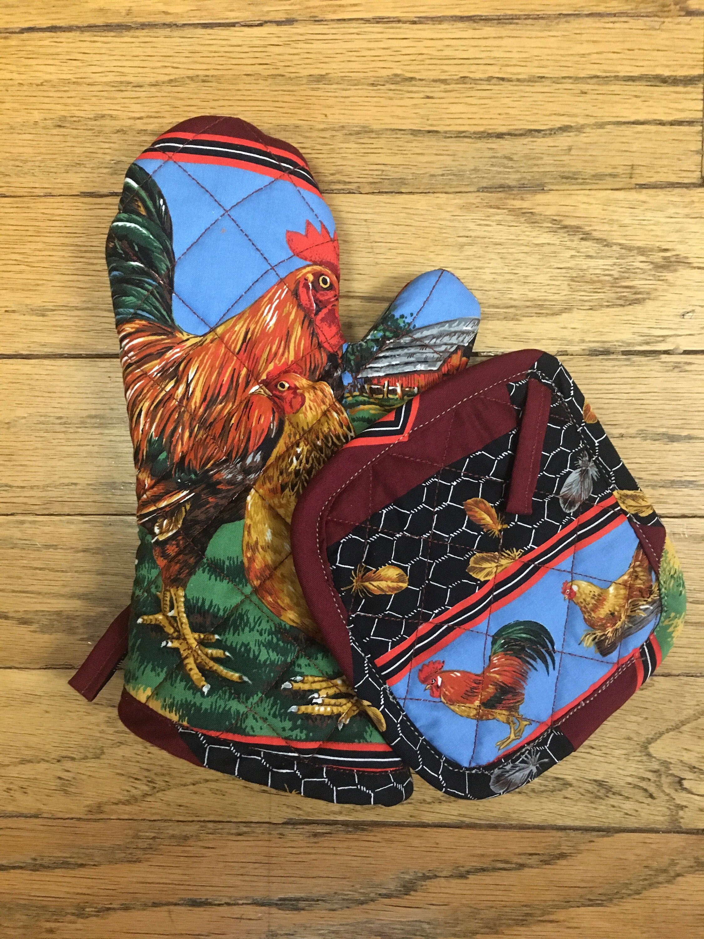 Rooster Trim Oven Mitts, Washable Cute Oven Mitts, Oven Mitts/glove,  Printed Rooster Heat Resistant Oven Gloves, Hot Mitts For Kitchen, Friendly  & Safe Backing, Cooking, Barbecue - Temu