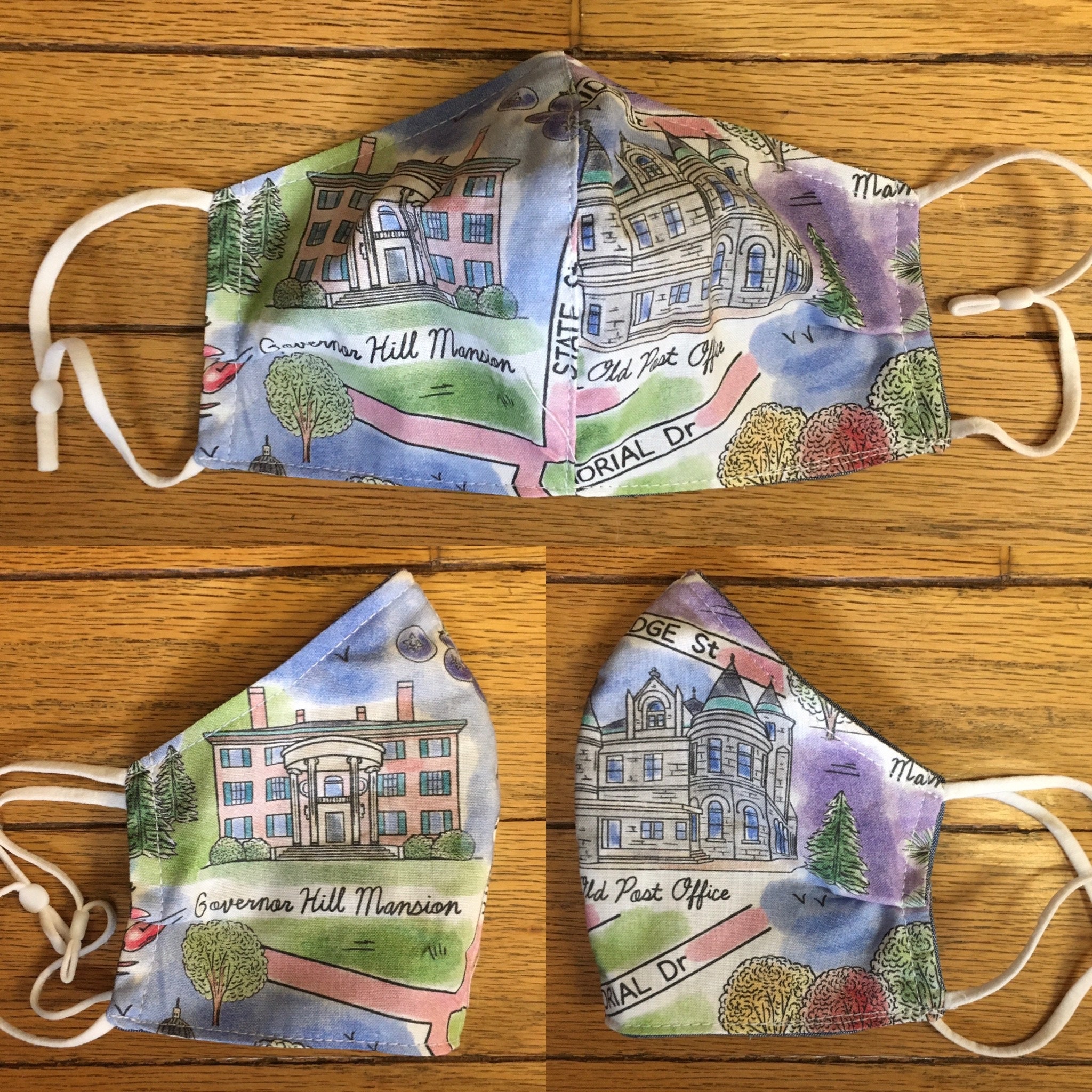 Augusta Maine Face Mask Scenic Map Cotton Reversible Etsy