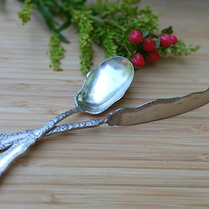 Rogers and Bro AAA silver plated butter knife and sugar spoon