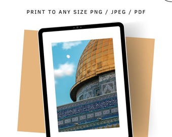 Palestinian art, mosque download, Al Aqsa, Dome of the Rock, Jerusalem Islamic wall decor.