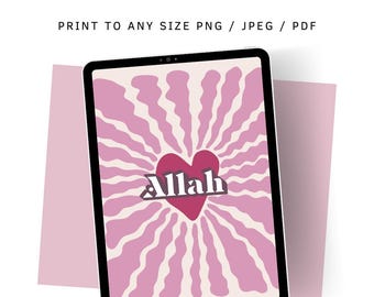 Pink Printable Islamic Art | Modern Allah Calligraphy Poster | Instant Download Arabic Wall Decor | DIY Gift for Her Muslim Homefinity