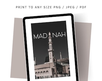 Prophets Mosque photo, Medina print, Umrah gift, Islamic decor, Medina cityscape, mosque wall art, Islamic home decor, instant download.