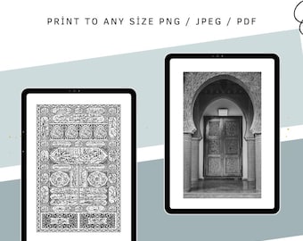 Printable islamic Wall Art | Digital Art | Instant Download | Poster Home Decor | Wall Set of 2 | Kaaba Door | Architecture print | Mosque