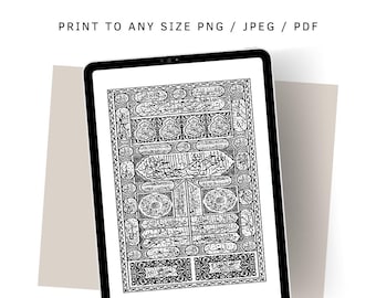 Islamic Wall Art Printable | Kiswah Kaaba Digital Download | Black and White Mecca Poster | Instant Umrah Gift & Home Decor