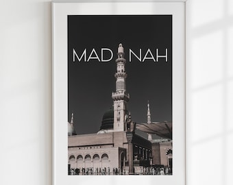 Umrah Gift Mosque Print of Medina & Mecca Islamic Wall Art, Sacred Landmarks Poster for Home or Office, Islamic Decor, Religious Gift