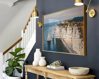Vibrant Aqua Blue Islamic Wall Art - Mountain & Nature Design for Modern Muslim Homes