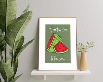 Palestinian Watermelon Islamic Art Print, Modern Arabic Decor