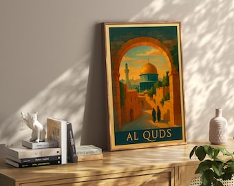Palestine Poster | Al Quds Dome | Jerusalem Wall Art | Islamic Decor | Middle East Keffiyeh