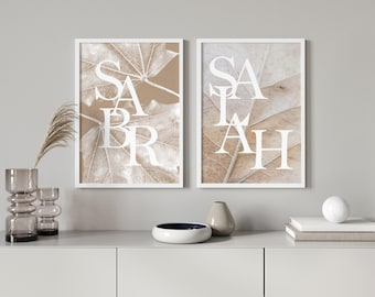 Islamic Wall Art Set of 2 | Boho Prints | Prayer & Patience Decor | Modern Muslim Gift