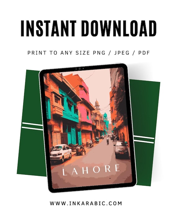 Lahore Instant Download | Digital Artwork Pakistan Wall Decor | Vibrant City of Lahore | Bustling Old Market | Painting of Pakistan Wall Art
