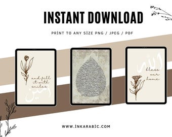 Ayatul Kursi Printable Wall Art Set of 3 Quran Verses | Islamic Arabic Calligraphy Digital Download & Spiritual Home Decor Gift