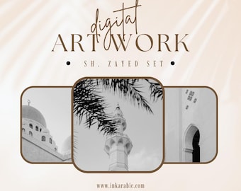 Digital Wall Art | White Mosque Architecture | Masjid UAE Abu Dhabi | Download