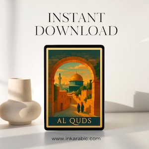 Print Instant Download Palestine Print | Jerusalem Al Aqsa Digital Artwork | Mosque Dome Home Decor | Palestinian Keffiyeh Islamic Wall Art