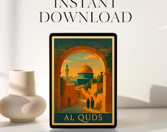 Print Instant Download Palestine Print | Jerusalem Al Aqsa Digital Artwork | Mosque Dome Home Decor | Palestinian Keffiyeh Islamic Wall Art