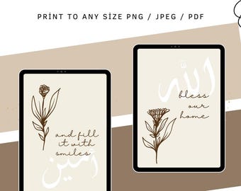 Printable New Home Wall Art Set of 2 Botanical Islamic Digital Prints | Instant Download | Modern Minimalist Decor