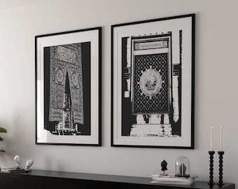 Umrah Haramain Holy Mosque Wall Art | Black and White Islamic Photography of Makkah & Madinah