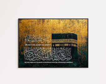 Royal Makkah Landscape Gold & Black Luxury | Dua Prayers Masjid Al Haram