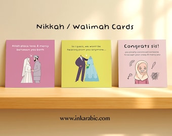 Funny Islamic Wedding Cards | Muslim Couple Nikkah Walimah Gifts | Colorful Wedding Wishes and Congratulations Cards