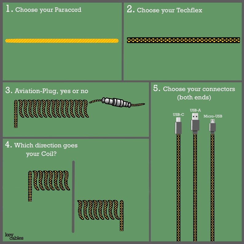 You choose Custom coiled cable Etsy.de