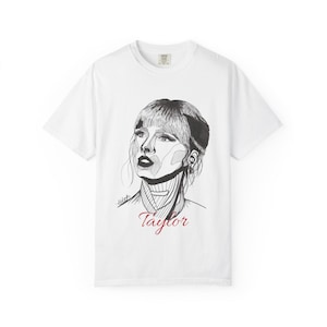 Taylor Portrait Unisex T-shirt, Black White Aesthetic Tee, Artistic Graphic Shirt, Casual Wear, Unique Gift