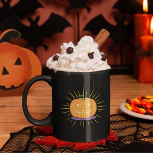 Vegan Jack-O-Lantern Pumpkin Black Mug - 11 Oz.