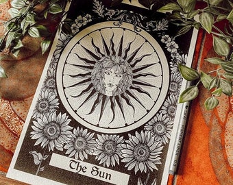 L'impression de points de style carte Sun Tarot - astrologie, zodiacs et tarot