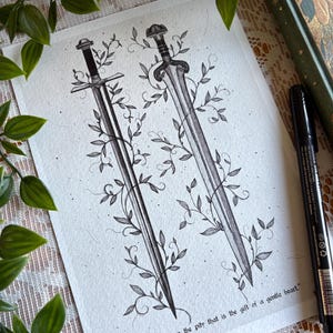 Eowyn and Farmir giclee sword illustration