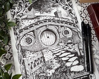 Handgezeichnete Memories of the Shire Kunstdruck