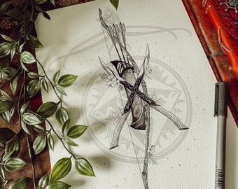 Impressão desenhada à mão inspirada em Legolas