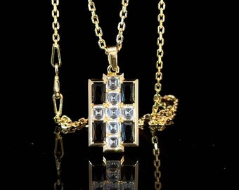 Black Baguette Cross Sterling Silver Necklace, 2.22 Ct Black  Baguette Diamond | Silver Cross Black Baguette  for Mother’s Day, 14k Jewelry