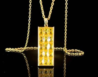 Collar nupcial de plata de ley con piedra preciosa citrina en talla baguette, diamante citrino en talla baguette de 4,65 ct/plata citrino en talla baguette, ¡regalo!