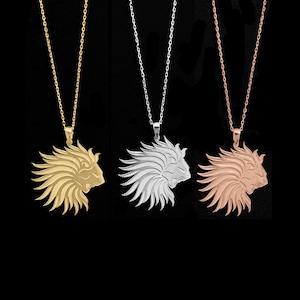 Sterling Silver Lion Head Necklace: Dainty Animal Pendant