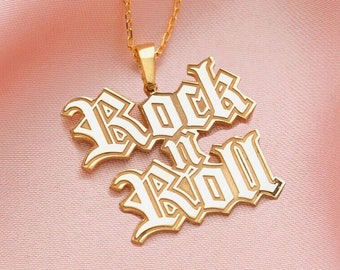 Collana in argento sterling RockNRoll: ciondolo musicale, corna da diavolo