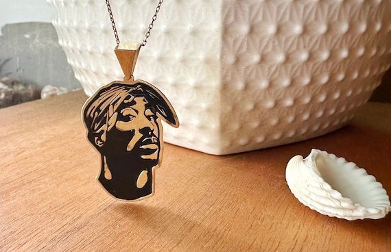 Tupac Shakur Sterling Silver Necklace: Laser Engraved 2pac Pendant