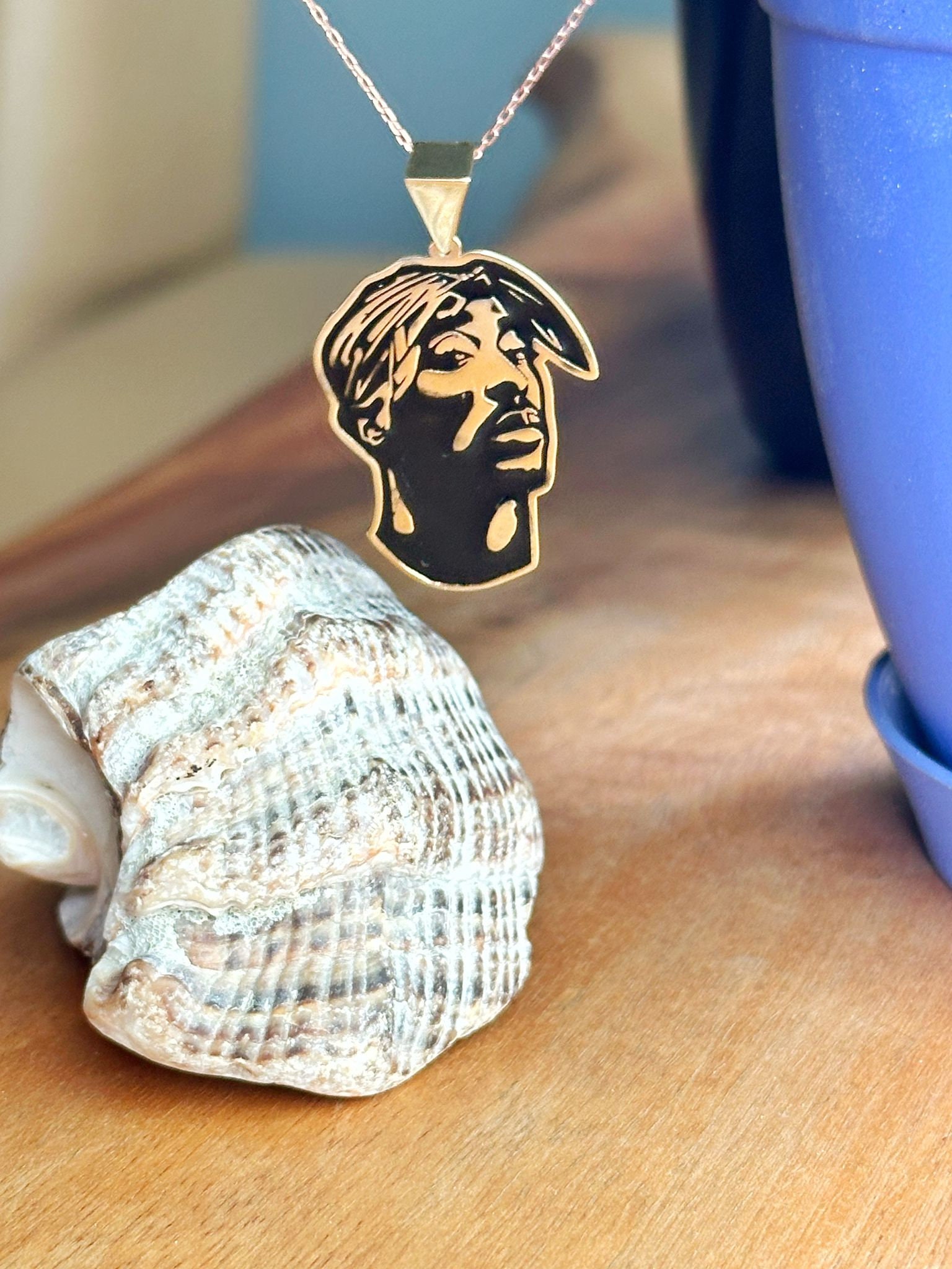 Tupac Shakur Sterling Silver Necklace: Laser Engraved 2pac Pendant