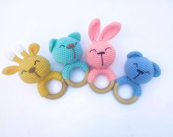Baby rattle / baby / child's / baby toy / amigurumi rattle / crocheted rattle / rabbit rattle / newborn / newborn rattle / baby rattle