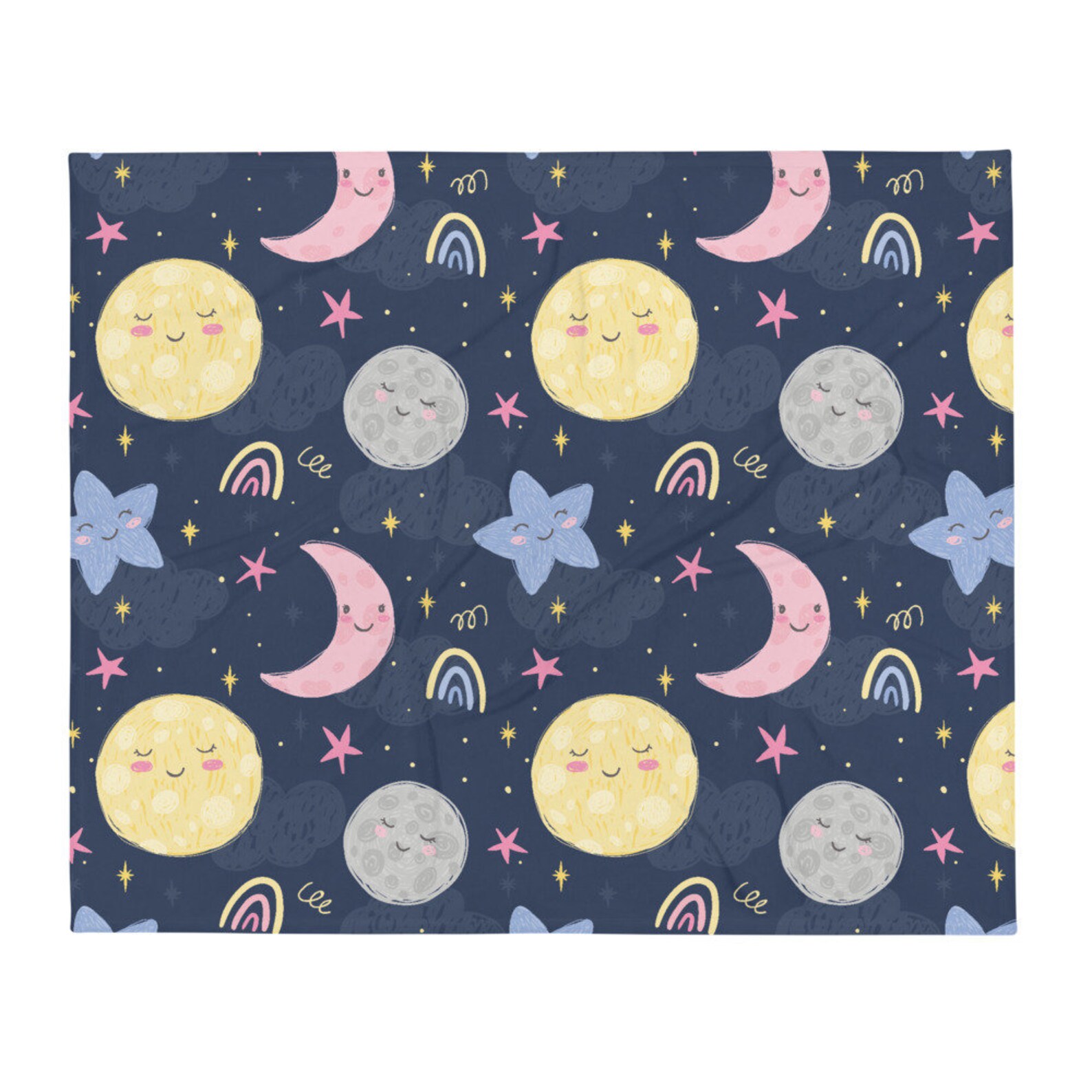 Moon Blanket Moon Throw Blanket Moon and Star Blanket Star Etsy