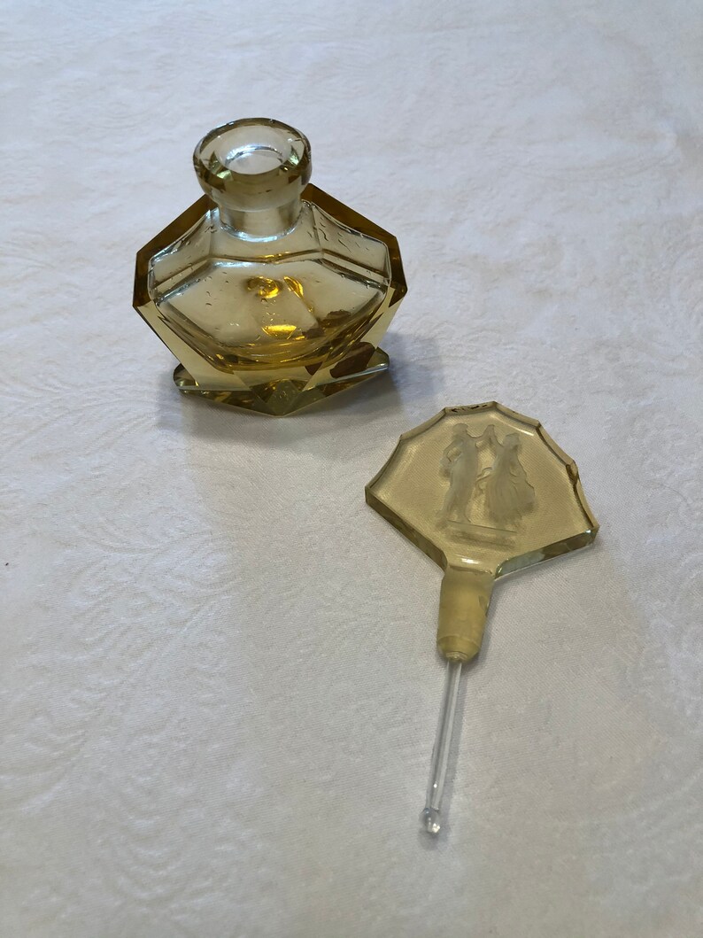 1930's Czech Crystal Perfume Bottle with Stopper image 1