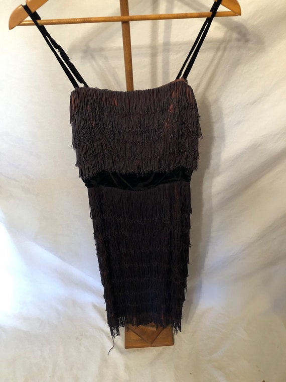 1920's Original Black Flapper Dress with Fringe