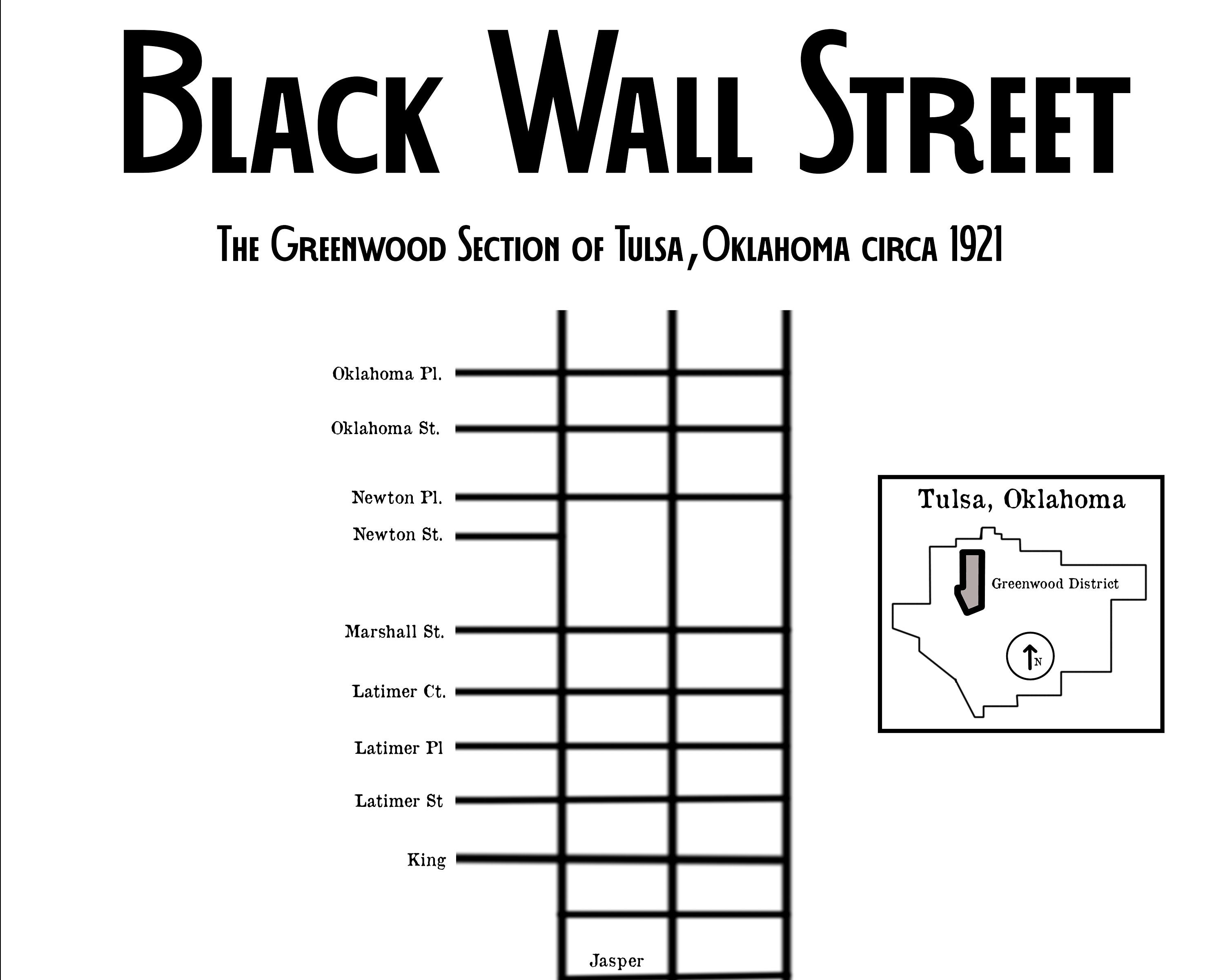 Black Wall Street Map Art Poster Print, Greenville District of Tulsa