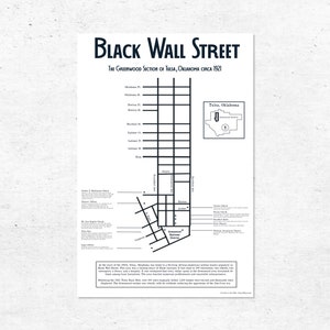 Black Wall Street Map Art Poster Print, Greenville district van Tulsa Oklahoma, Historische kaart, Afro-Amerikaanse geschiedenis, Wall Art, Vintage