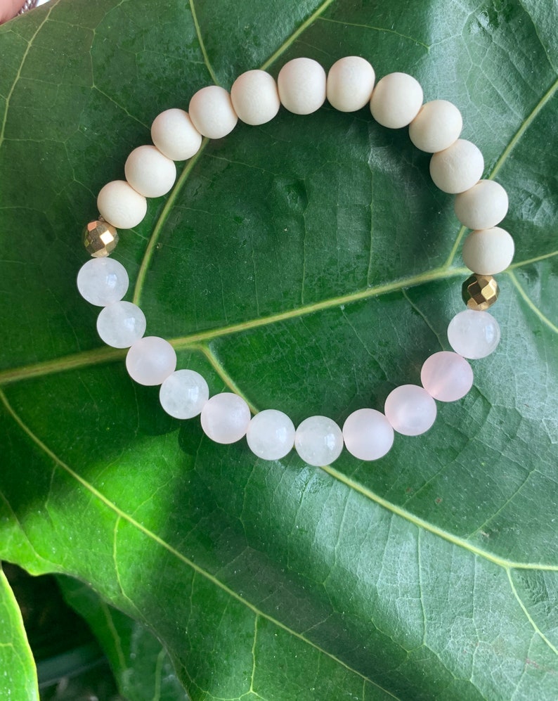 Diffuser Bracelet Rose Quartz White Wood