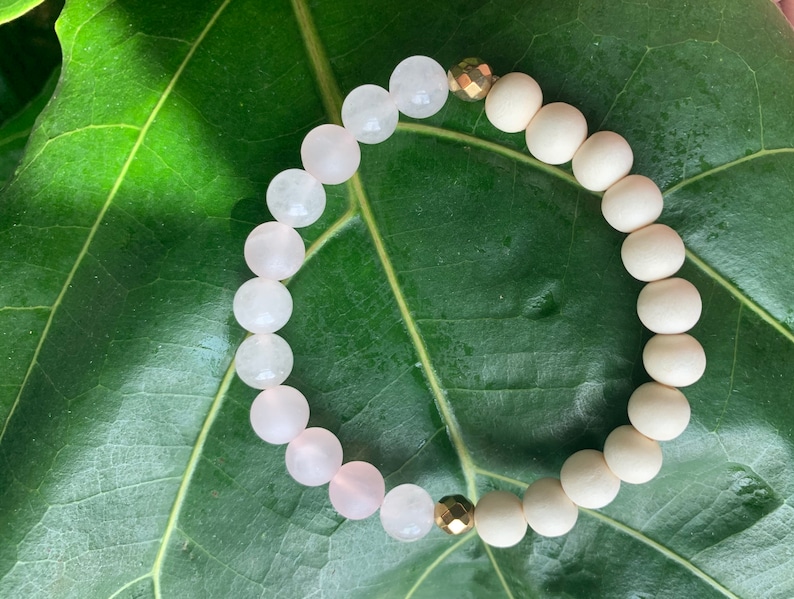Diffuser Bracelet Rose Quartz White Wood